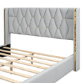 Full Size Upholstered Platform Bed With Metal Strips, Off White Full Off White Pu