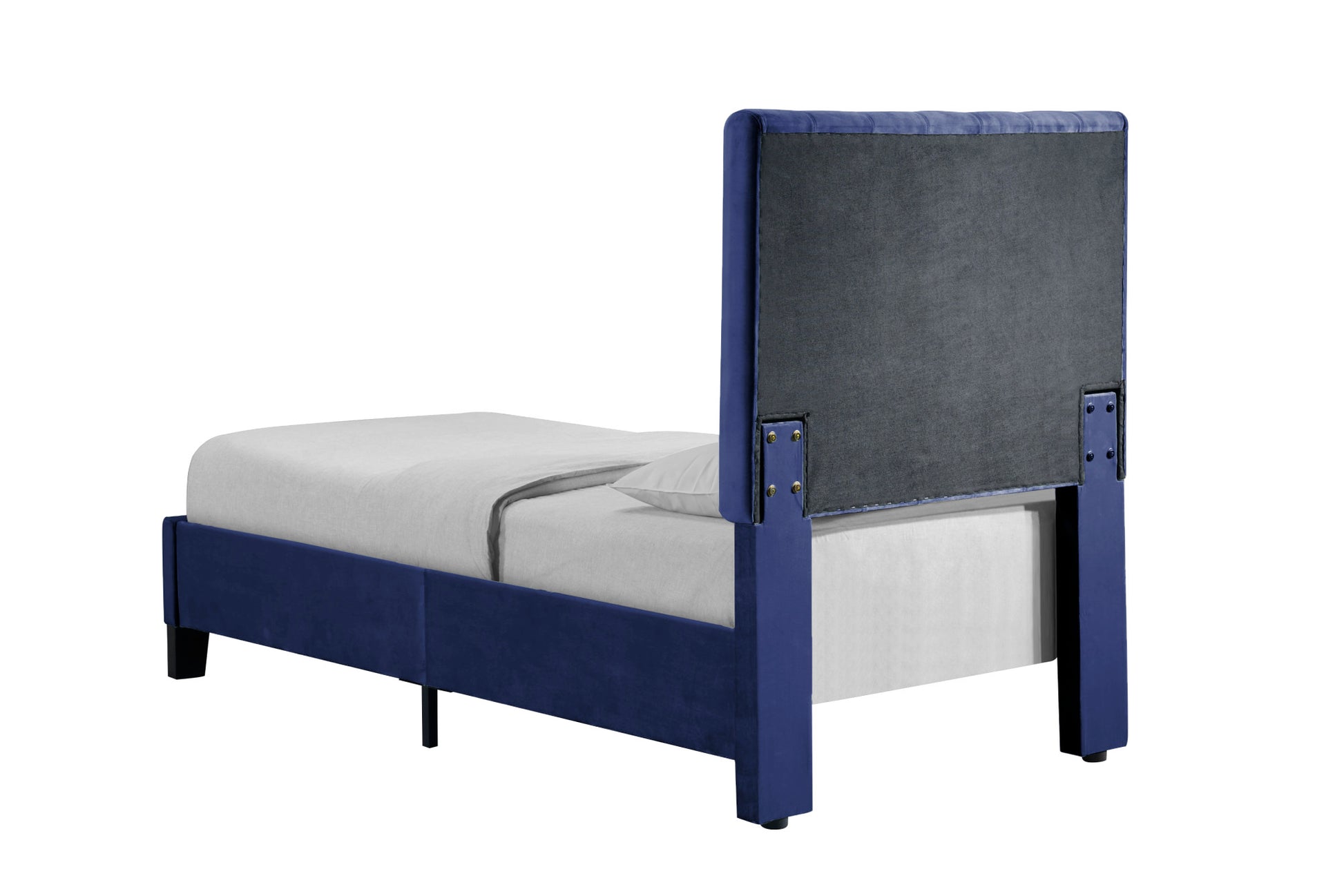 Luma Blue Twin Upholstered Bed Twin Blue Foam Solid Wood