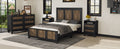 4 Pieces Bedroom Sets, Full Size Farmhouse Platform Bed With Wooden Strip Decoration, Storage Nightstand And Dresser With Metal Handle, Black Full Black 4 Piece Set Particle Board