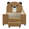 Twin Size Upholstered Daybed With Bear Shaped Headboard, Hydraulic System Andmesh Fence, Brown Brown Velvet