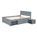 Full Size Platform Bed With Drawer And Two Shelves, Gray Full Gray Mdf Lvl