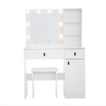 Vanity Desk With Lights, Vanity Set With Mirror, Makeup Vanity Desk With Large Drawers & Three Level Storage Dreeser, Vanitys Vanities With 3 Lights Brightness Adjustable For Bedroom, White Hinged White Drawer 2 Drawers Bedroom Extra Deep Drawers Modern