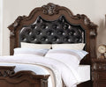 Gorgeous Traditional Antique Cherry 1Pc Eastern King Size Bed Tufted Faux Leather Headboard Wooden Bedframe Box Spring Required King Cherry,Walnut Wood Bedroom Classic,Luxury,Traditional Pine Bed