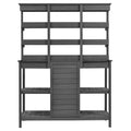 66'' Large Outdoor Farmhouse Wooden Potting Bench Table, Garden Workstation With 2 Drawers,Cabinet And Open Shelves For Backyard, Mudroom, Gray Gray Garden & Outdoor Casual Wood Solid Wood