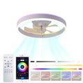 19.7 Inches Fan Light Rgb Color Lights Three Color Temperature 6 Speed Adjustable Wind Power Positive And Negative Rotation White Modern Acrylic