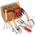 Gardening Hand Tools With Basket Brown Wood