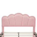 2 Pieces Bedroom Sets Full Size Flower Shaped Upholstered Led Platform Bed With Storage Ottoman Sherpa Fabric, Pink Full Pink 2 Piece Set Wood