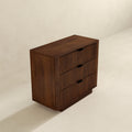 Lola Walnut Nightstand 3 Drawer Brown,Walnut,Wood Brown 3 Drawers Bedroom Bedside Cabinet Mid Century Modern Solid Wood Walnut Finish Solid Wood