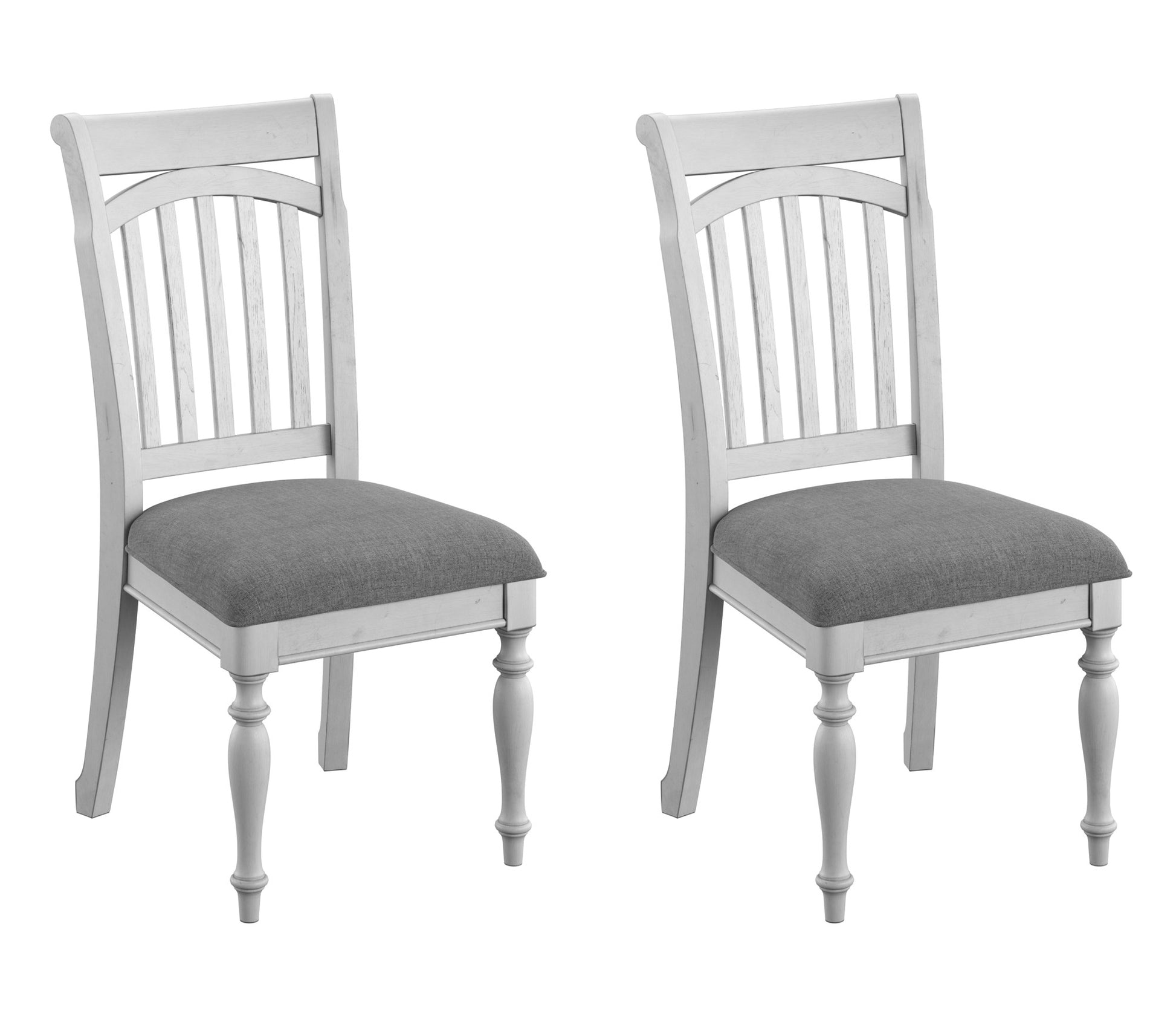 Mariano Gray Slat Back Dining Chairs, Set Of 2 Gray Solid Wood