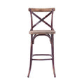Antique Red And Antique Oak Bar Stool With Cross Back Oak Dining Room Vintage Bar Stools Fir Cross Back Wood Metal