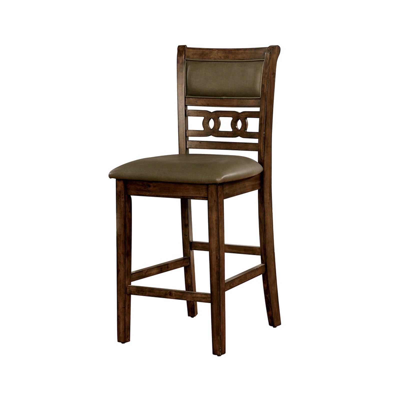 Upholstered Solid Wood Counter Height Side Chair, Brown, Pack Of Two Brown Solid Wood