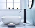 Waterfall Spout Bathroom Sink Single Handle Faucet With Pop Up Drain No Overflow Matte Black Stainless Steel