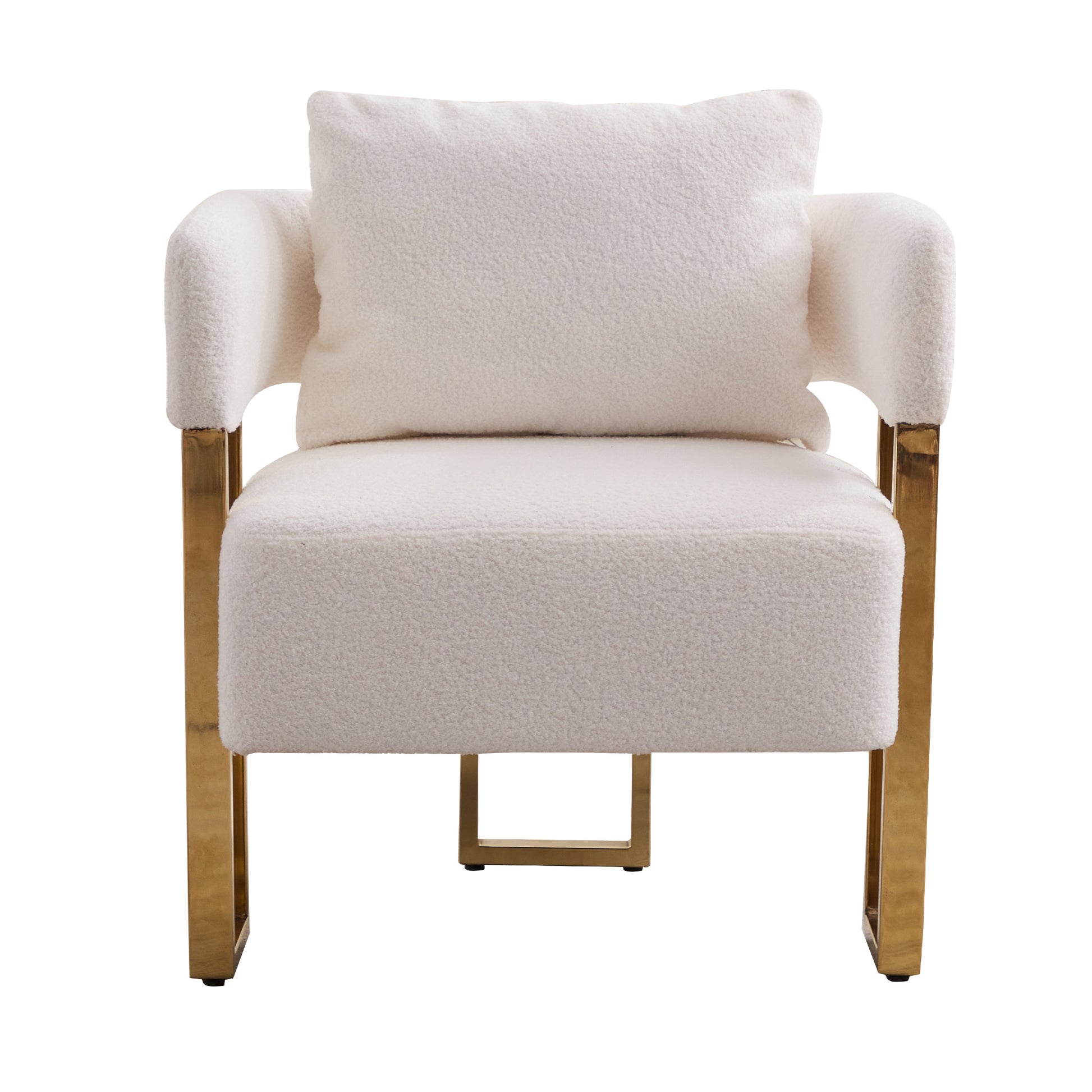 Ts Teddy Velvet Upholstered Metal Foot Sofa White Gold Teddy 1 Seat