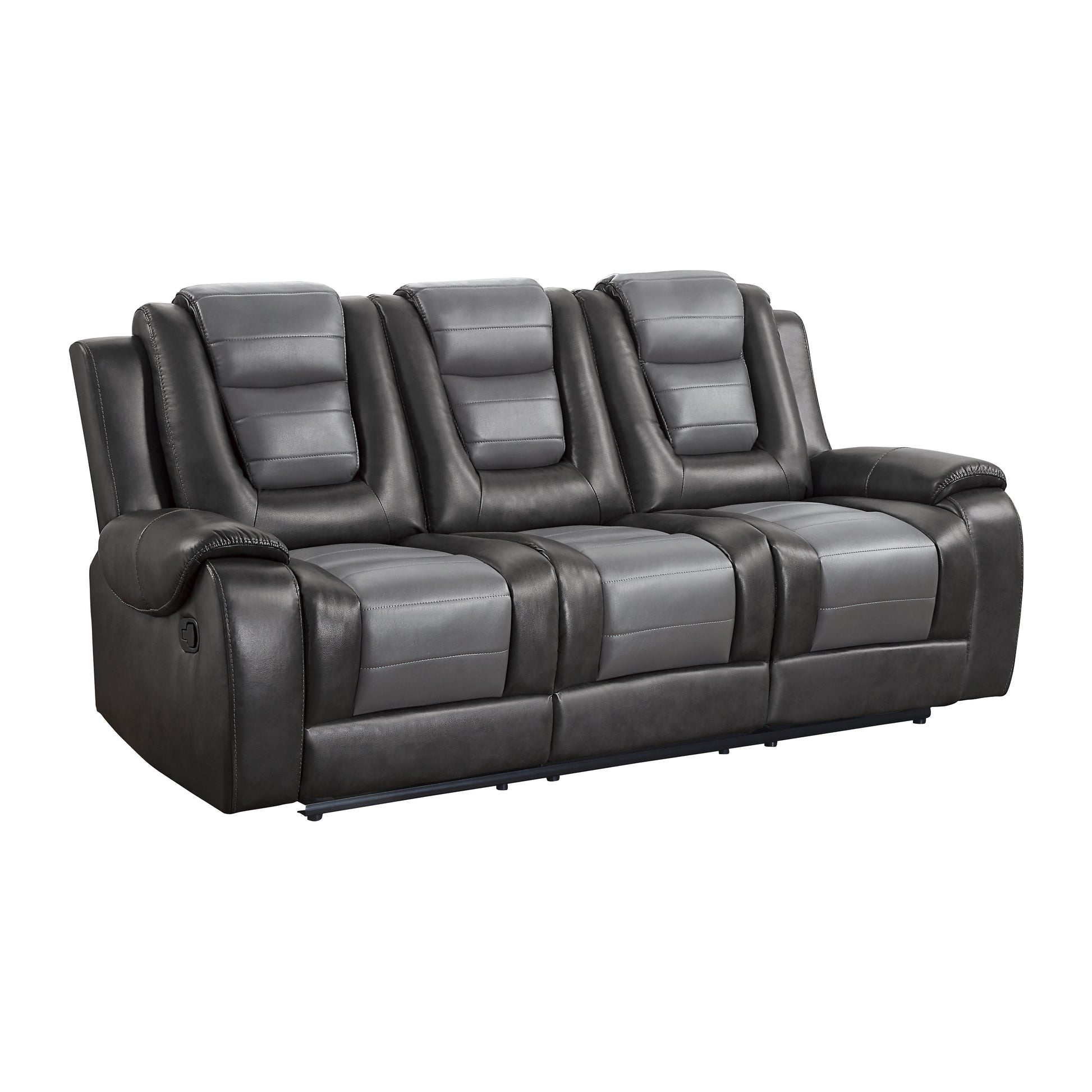 Modern Luxury Living Room Sofa Set 2Pc Reclining Sofa Loveseat Formal Furniture Premium Faux Leather Upholstery Comfortable Two Tone Gray Finish Dark Gray,Light Gray Faux Leather Wood Primary Living Space Luxury,Modern Plywood,Solid Wood 5 Seat
