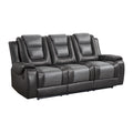 Modern Luxury Sofa Dual Reclining With Center Drop Down Cup Holders 1Pc Formal Living Room Furniture Premium Faux Leather Upholstery Comfortable Two Tone Gray Finish Dark Gray,Light Gray Faux Leather Wood Primary Living Space Luxury,Modern Plywood,Solid