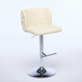 Swivel Barstools Adjusatble Seat Height With Chrome Base, Modern Pu Upholstered Bar Stools With The Whole Back Tufted, For Home Pub And Kitchen Island,Beige, Set Of 2 Beige American Design Bar Stools Set Of 2 Foam Pu Leather