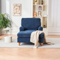 Modern Mid Century Indoor Oversized Chaise Lounger Comfort Sleeper Sofa With Soild Wood Legs Blue Foam 1 Seat