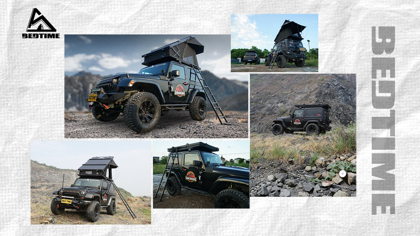 Bedtime Hard Shell Rooftop Tent Honeycomb Aluminum,Hydraulic Support,Three Second Speed Open,Roof Rack,High Sunscreen&Water Resistance Level,Sturdy,Better Ventilation For 2 3 People Car Suv Truck