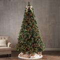 9' Cashmere And Snow Bristle Mixed Tree With 105 Pine Cones And 1200Clear Lights Ul,2317Tips,Dia:69 Green Pvc