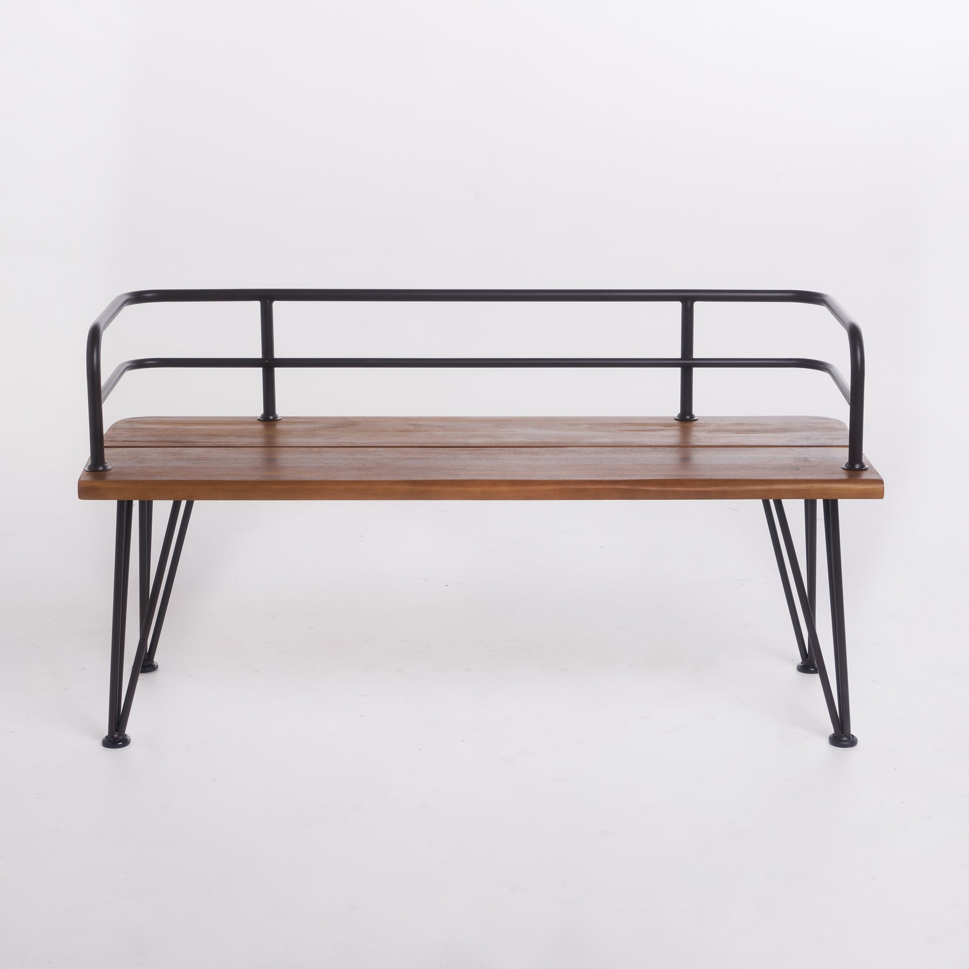 Zion Industrial Wood And Metal Bench Teak Metal & Wood