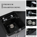 Shampoo Backwash Station For Salons,Salon Station With Shampoo Bowl & Storage Layer, Drawer,10V Outlets, Usb Port, Faucet Sprayer, Salon Equipment For Spa Beauty Black Classic,Modern Abs Steel Q235