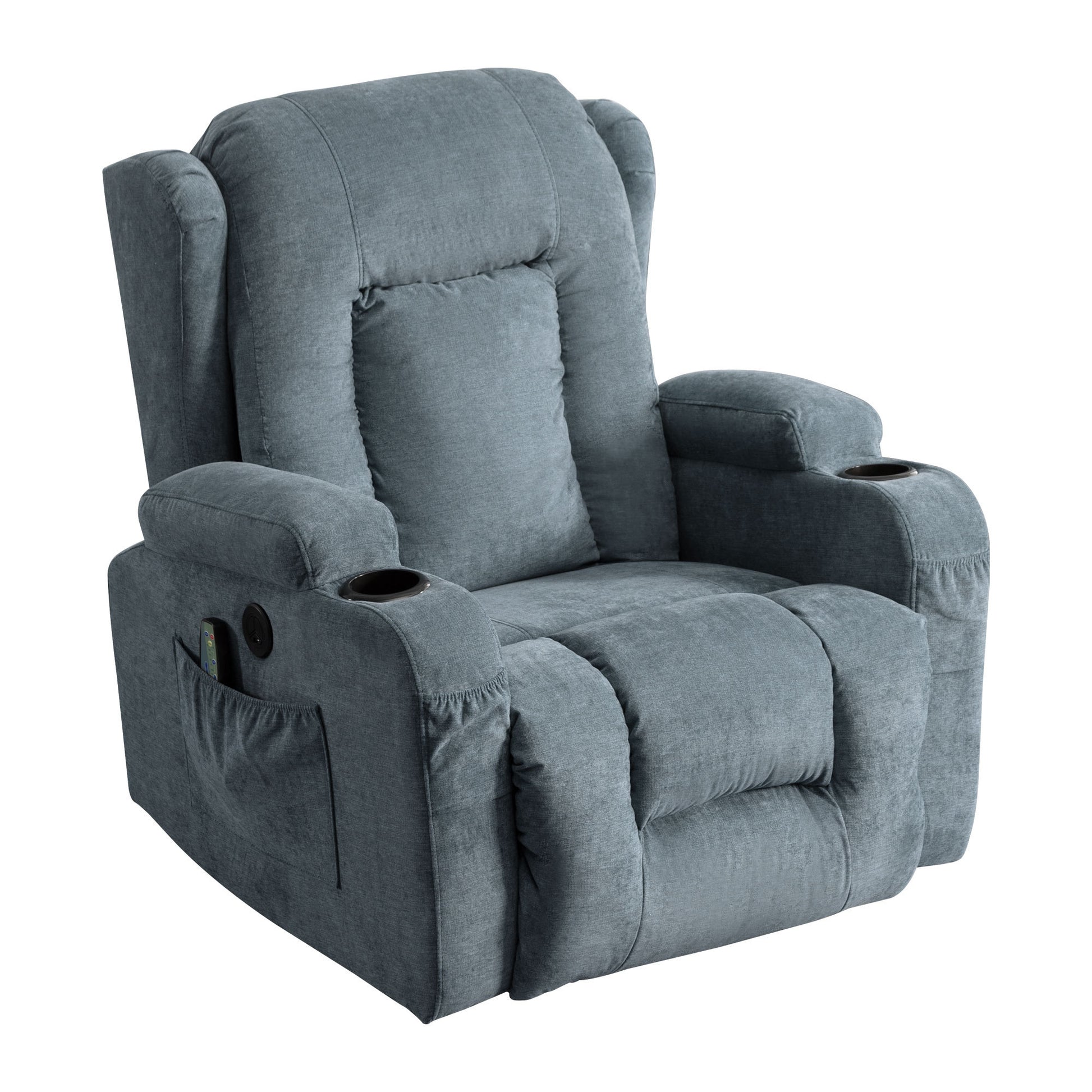 Power Lift Recliner Chair Recliners For Elderly With Heat And Massage Recliner Chair For Living Room With Infinite Position And Side Pocket,Usb Charge Port Blue Blue Power Push Button Soft Heavy Duty Cotton Wood Metal