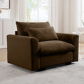 Brown Corduroy Deep Seat Single Sofa Accent Chair,Deep Seat Couch With Waist Pillow For Living Room Apartment Office Brown Corduroy 1 Seat