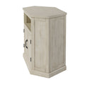 Rustic Style Wooden Corner Tv Stand With 2 Door Cabinet, White Antique White 50 59 Inches Solid Wood