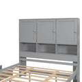 Queen Size Platform Bed With Storage Headboard And 4 Drawers, Gray Box Spring Not Required Queen Gray Wood Bedroom Bed Frame Solid Wood Mdf