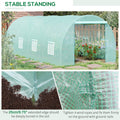 Outsunny 20' X 10' X 7' Walk In Tunnel Greenhouse, Garden Warm House, Large Hot House Kit With 8 Roll Up Windows & Roll Up Door, Steel Frame, Green Green Steel