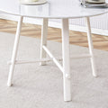 A Modern Minimalist Circular Dining Table With A 42 Inch Diameter White Patterned Tabletop And White Metal Legs. Suitable For Restaurants, Living Rooms, And Conference Rooms. White Mdf Metal