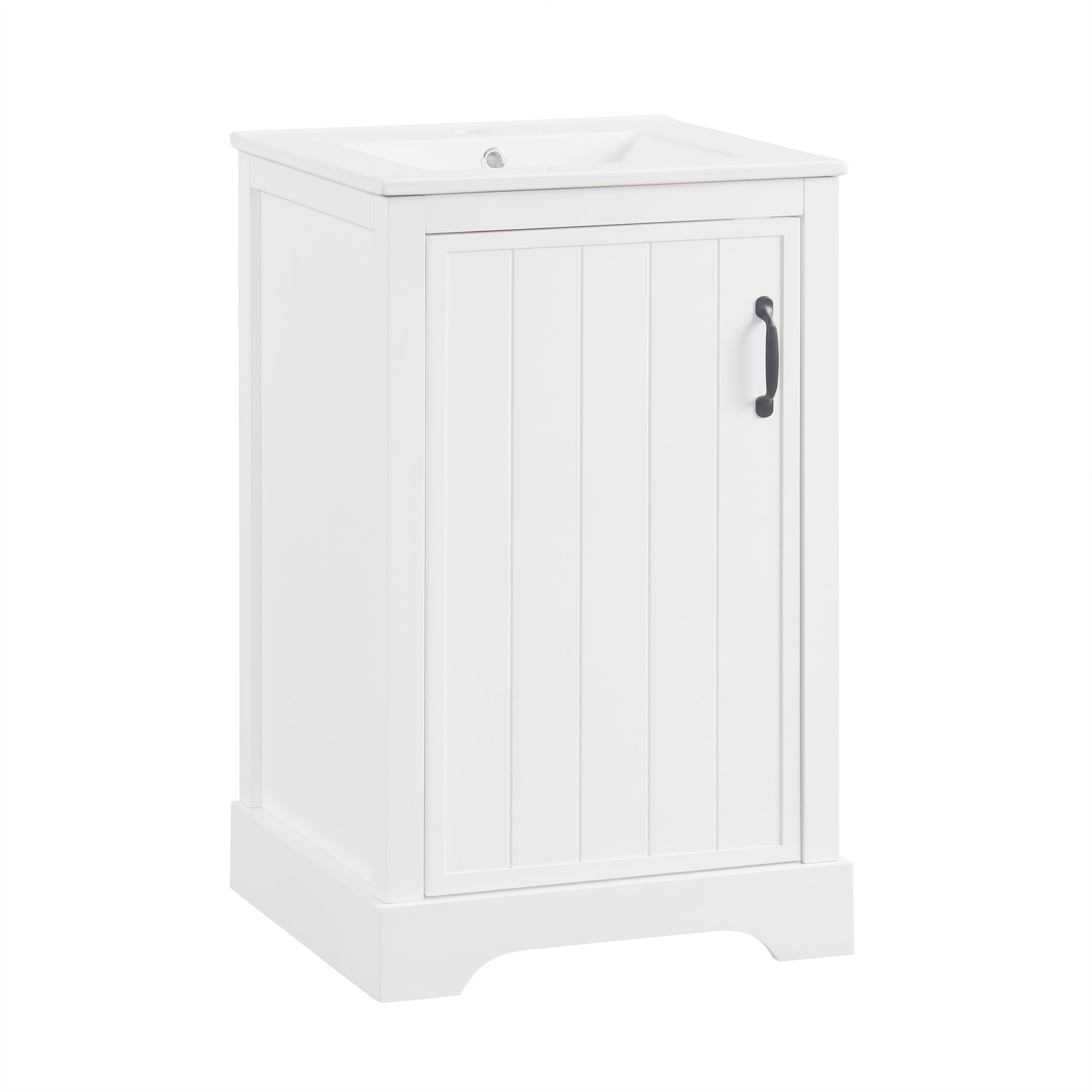 20" Bathroom Vanity With Sink, Bathroom Cabinet With Soft Closing Door, Storage Rack And Adjustable Shelve, White White Mdf