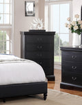 Elegant Bedroom 1Pc Chest Of Drawers Black Color Drawers Tall Chest Plywood Furniture Black Bedroom Contemporary,Modern Pine Solid Wood