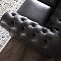 Traditional Tufted Leather Chesterfield Sofa Gray Leather 3 Seat