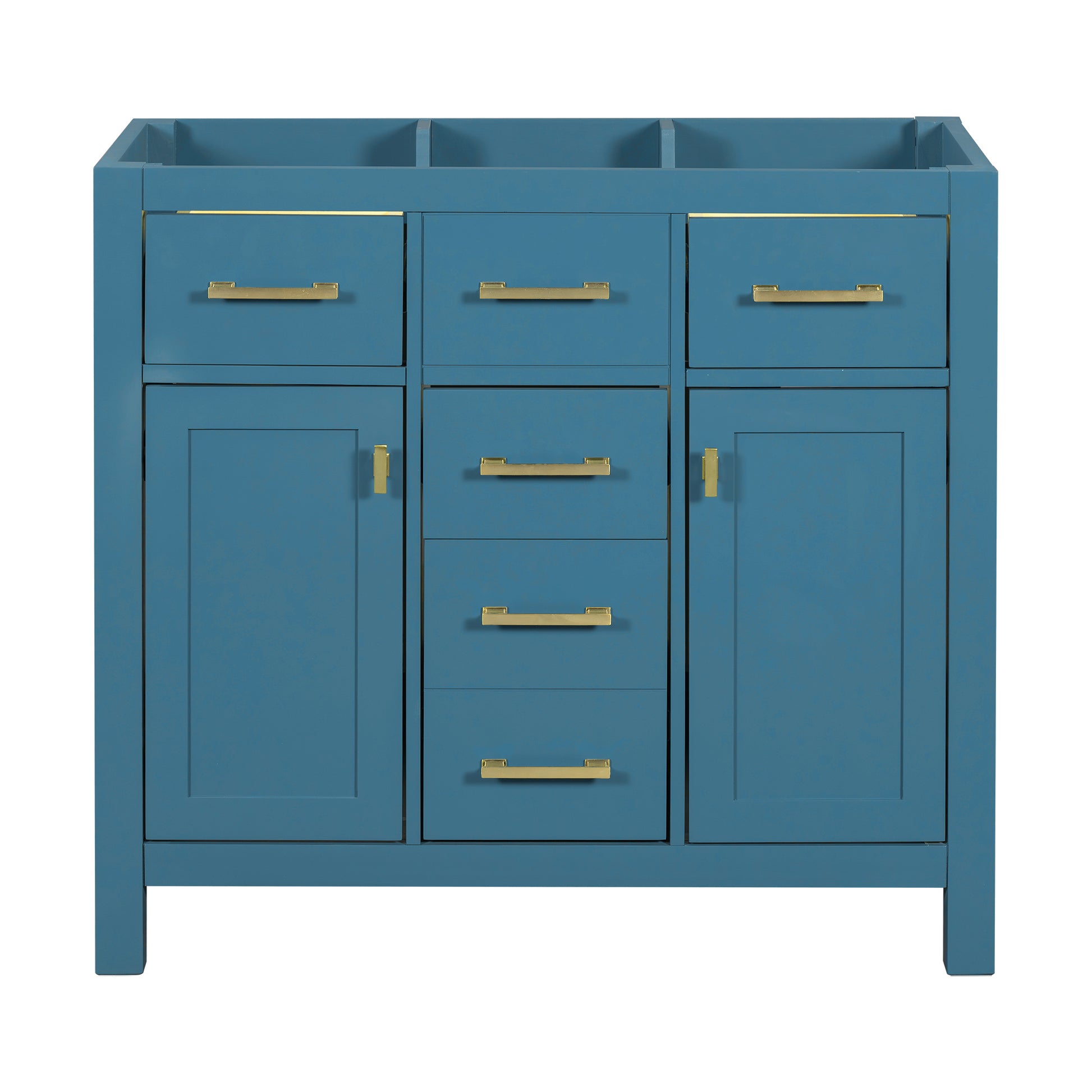 36'' Bathroon Vanity Without, Modern Freestanding Single Bathroom Cabinet With 4 Drawers & 2 Cabinets,Storage Cabinet For Bathroom, Solid Wood Frame Vanity Only, Blue Not Include Sink 4 Blue 2 Adjustable Hinges Bathroom Freestanding Modern Solid Wood Mdf