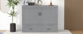 Queen Size Murphy Bed With Usb Ports, Large Drawers And Metal Handles,Gray Queen Gray Solid Wood Mdf