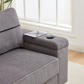 86.5 Inch Sofa Couch Deep Seat Sofa With Two Storage Spaces, T Pyce Charging Portsusb Charging Ports & 2 Cup ,Corduroy 3 Seater Couch, Modern Sofas For Living Room Grey Foam Corduroy 3 Seat