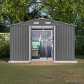 10X8 Ft Outdoor Storage Shed, Metal Foundation & Lockable Doors, Tool Shed For Garden, Patio, Backyard, Lawn, Grey Gray Metal