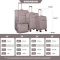 4 Piece Set 16 20 24 28 ,Softshell Suitcase Spinner Wheels Terylene Luggage Sets Carry On Suitcase Luggage Lightweight Durable Suitcase Khaki Khaki Polyester