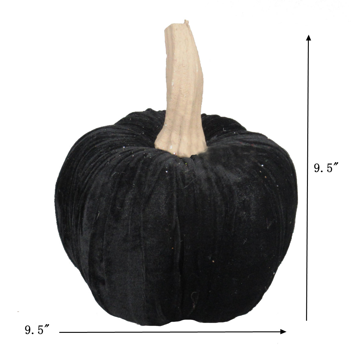 Set Of 2, 9.5" Black Velvet Pumpkin Large, For Holiday Halloween Decor Black Fabric,Foam