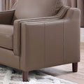 Bella Top Grain Leather Chair Brown Primary Living Space Mid Century Modern Eucalyptus Down Filling Leather