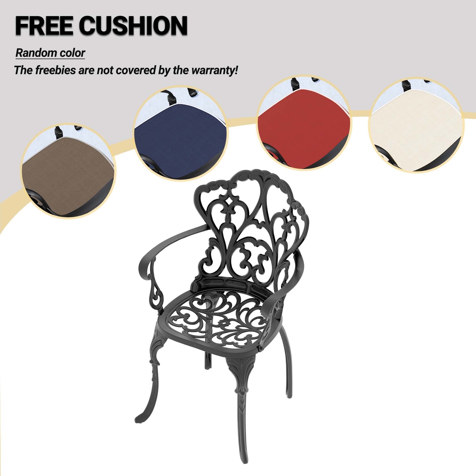 Cushions In Random Colors 7 Piece Set Of Cast Aluminum Patio Furniture With Cushions Yes Complete Patio Set Black Seats 6 Rust Resistant Frame Water Resistant Cushion Garden & Outdoor Complete Patio Sets Aluminium