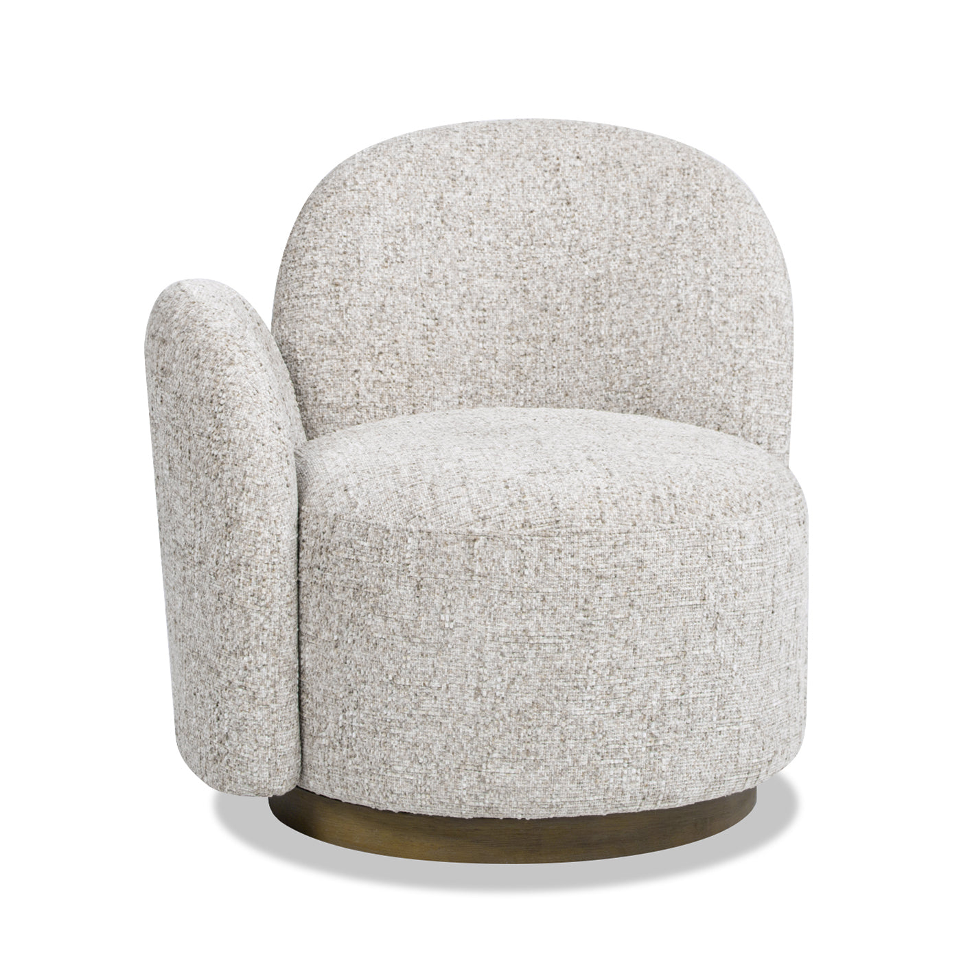 Duo 31.5" Laf One Arm Swivel Accent Chair, Multi Greige Beige Chenille Beige Foam Chenille