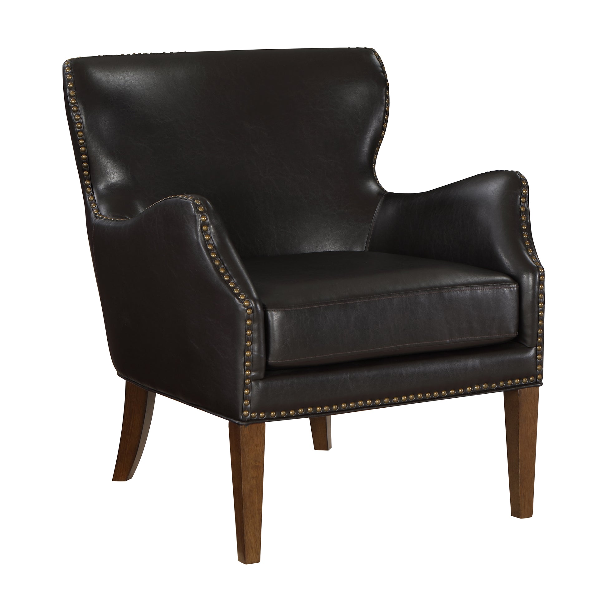 Daniela Deep Brown High Leg Slope Arm Chair Brown Foam Faux Leather