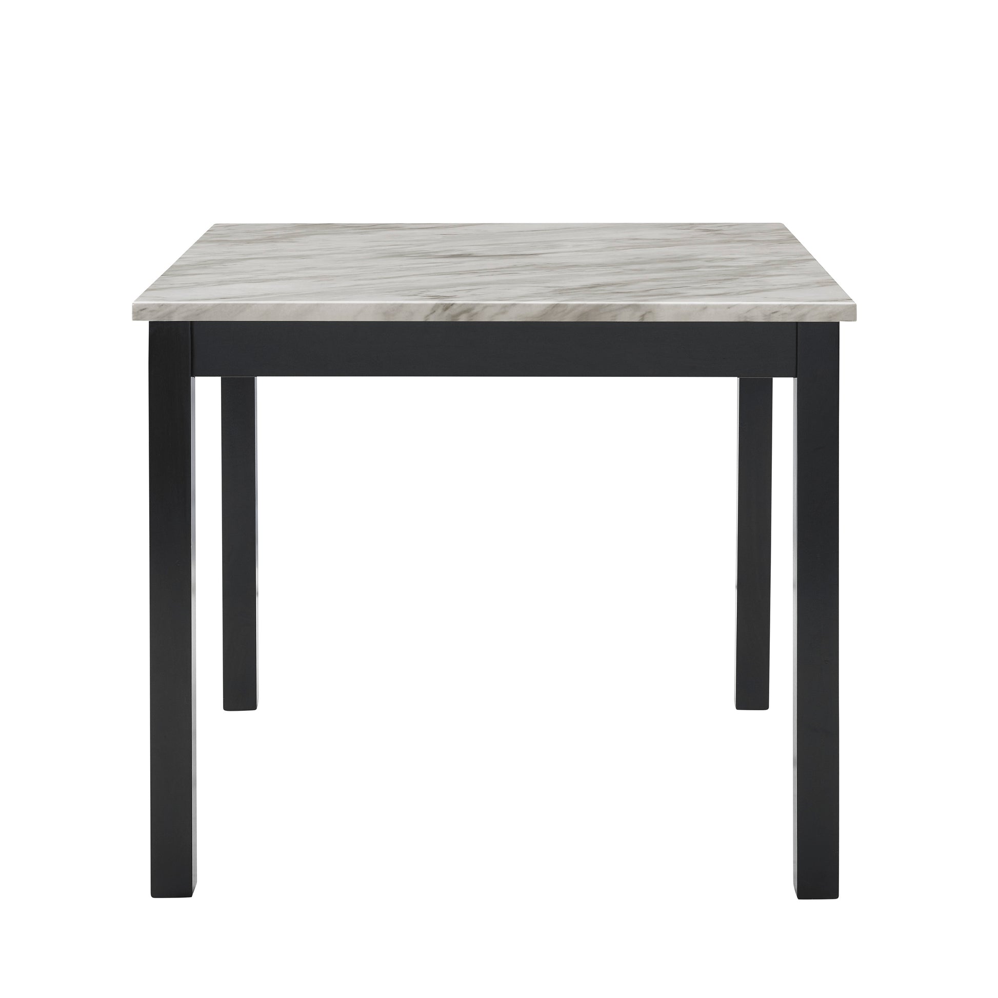 5Pc Counter Height Dining Set Square White Faux Marble Table Blue Velvet Upholstered Tufted Nail Head Chairs Wooden Leg Dining Room Furniture Black Wood Faux Marble Black,Blue,White Seats 4 Wood