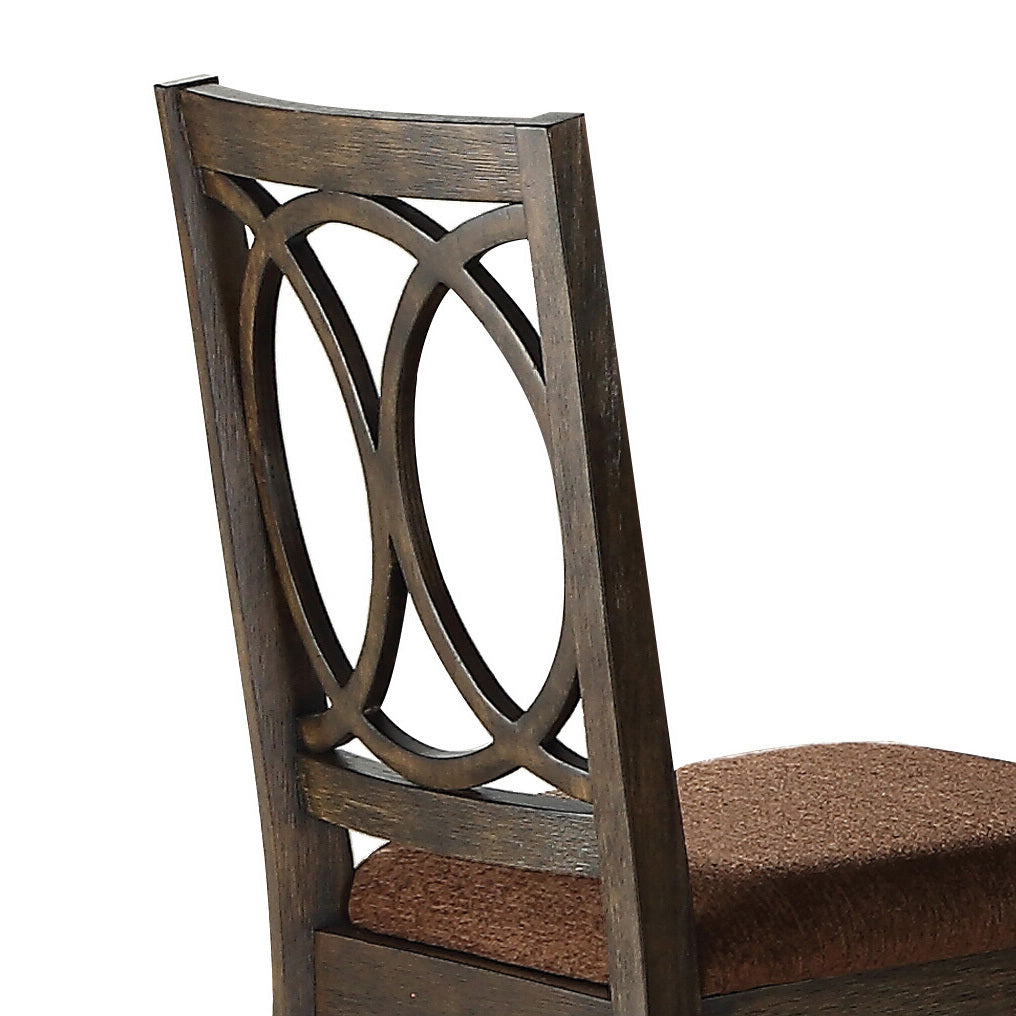 Brown And Espresso Side Chair With Padded Seat Set Of 2 Solid Espresso Dining Room Traditional Side Chair Open Back Set Of 2 Wood Fabric