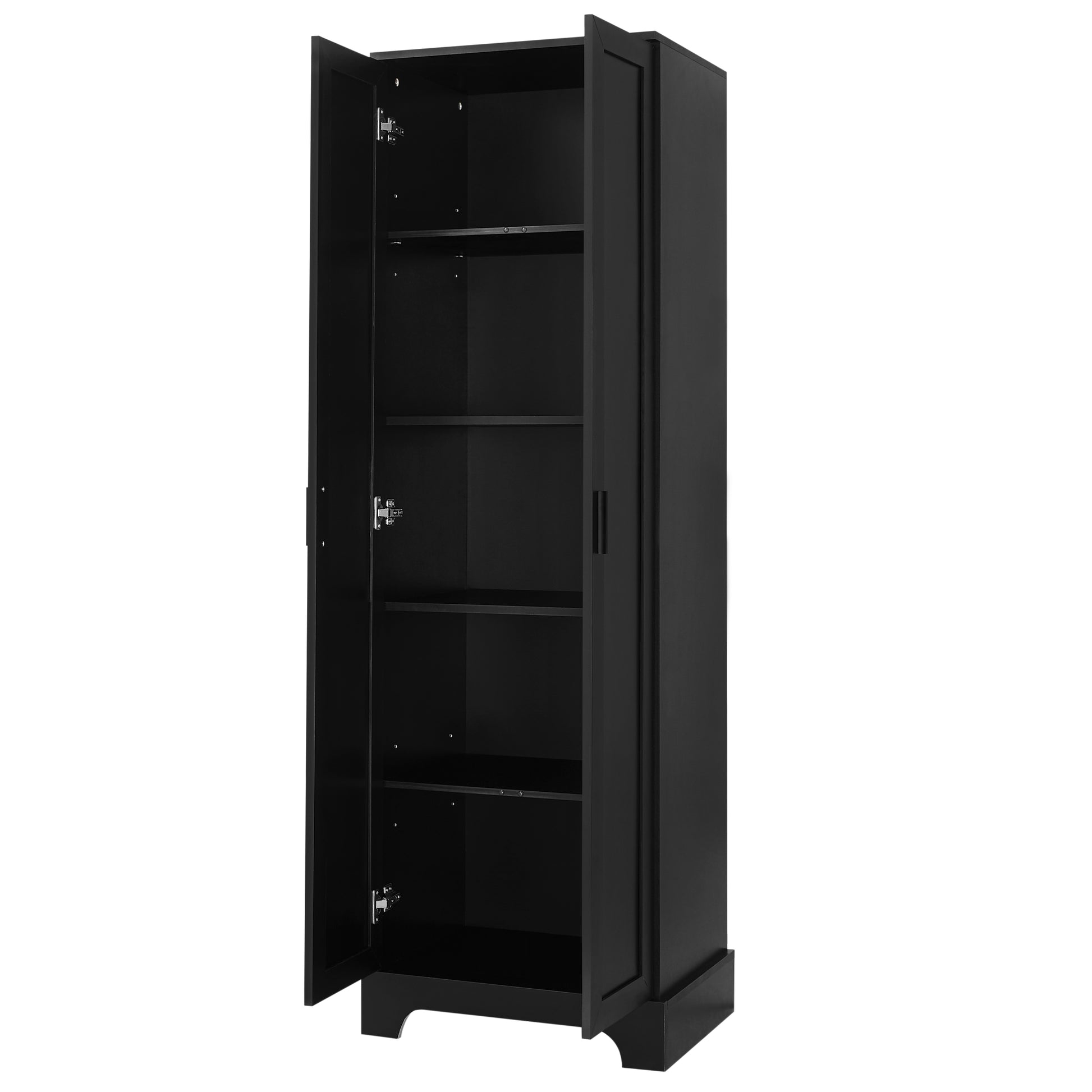 Storage Cabinet With Two Doors For Bathroom, Office, Adjustable Shelf, Mdf Board, Black Black Mdf