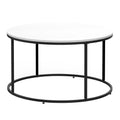 Homcom Round Coffee Table, 32 In Modern Center Table With Black Metal Frame, Coffee Tables For Living Room, White White Metal