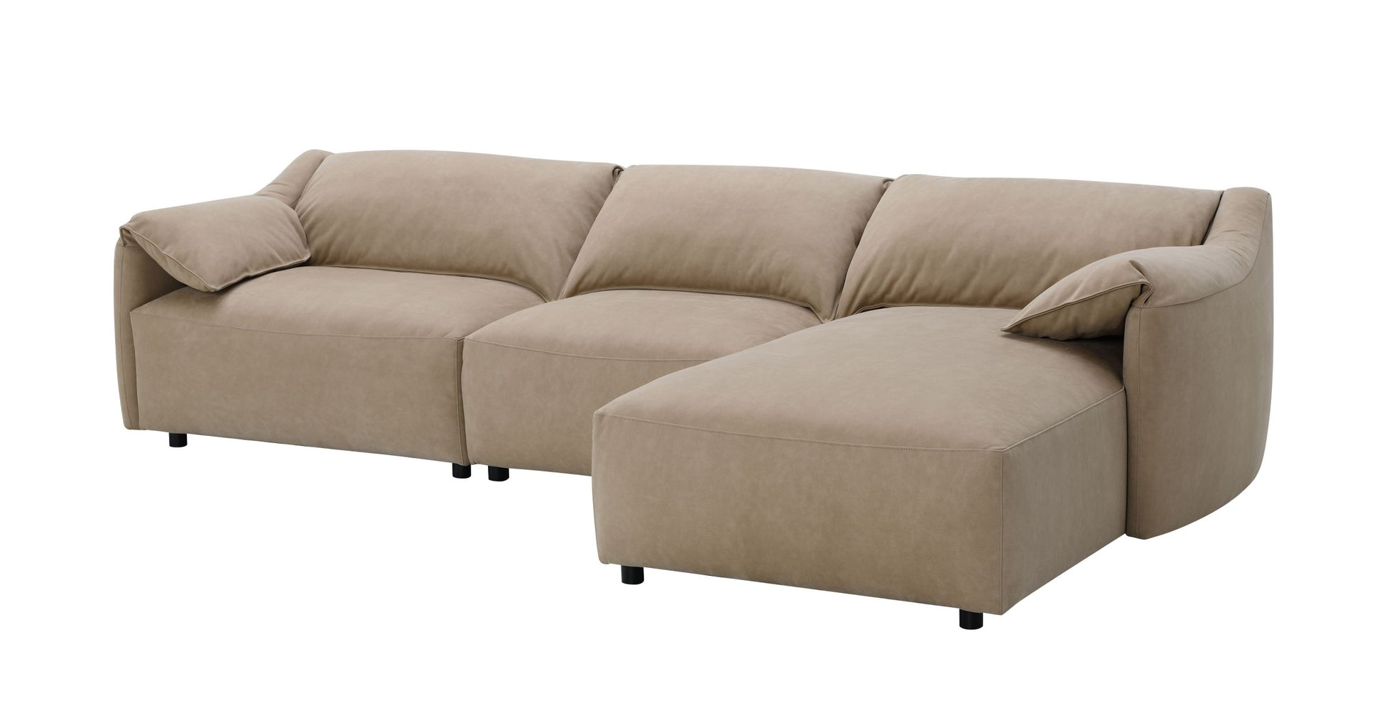 Veata Sectional Sofa, Light Brown Suede Lv03090 Light Brown Plywood 4 Seat