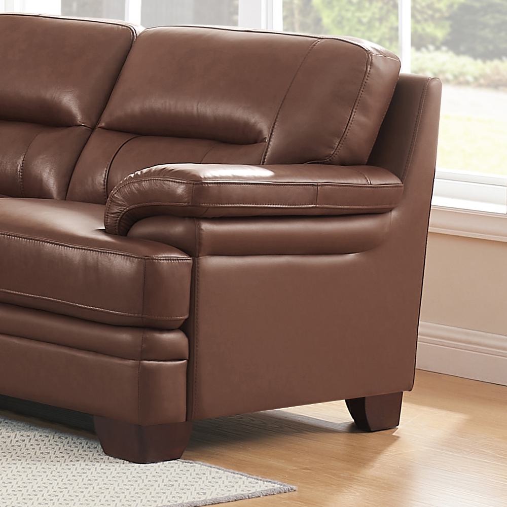 Luxor Leather Loveseat Pecan Memory Foam Genuine Leather